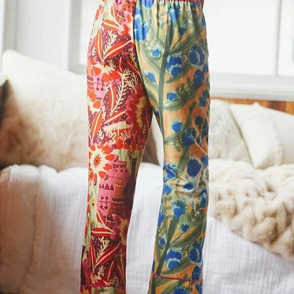 BNWT Anthropologie Roeqiya Fris Garden Bloom Flannel Pajamas Lounge Pants size S - Picture 2 of 6